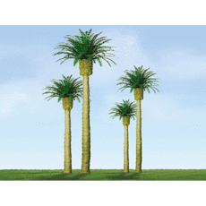 H0 Professional Series Phoenix Palm Trees -- 3\" 7.6cm Tall pkg(3